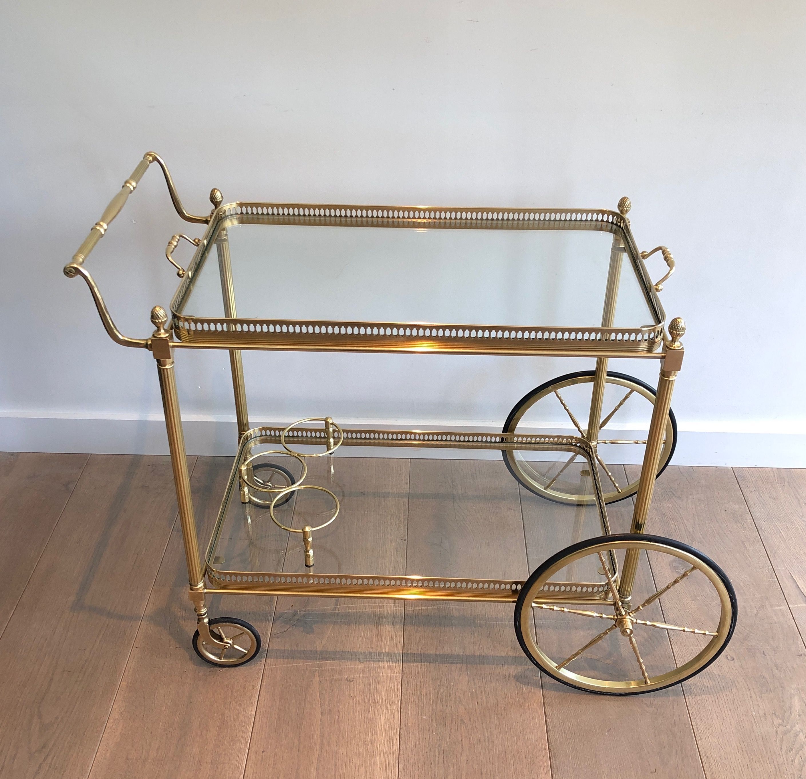 Brass Drinks Trolley With Two Removable Trays by Maison Jansen