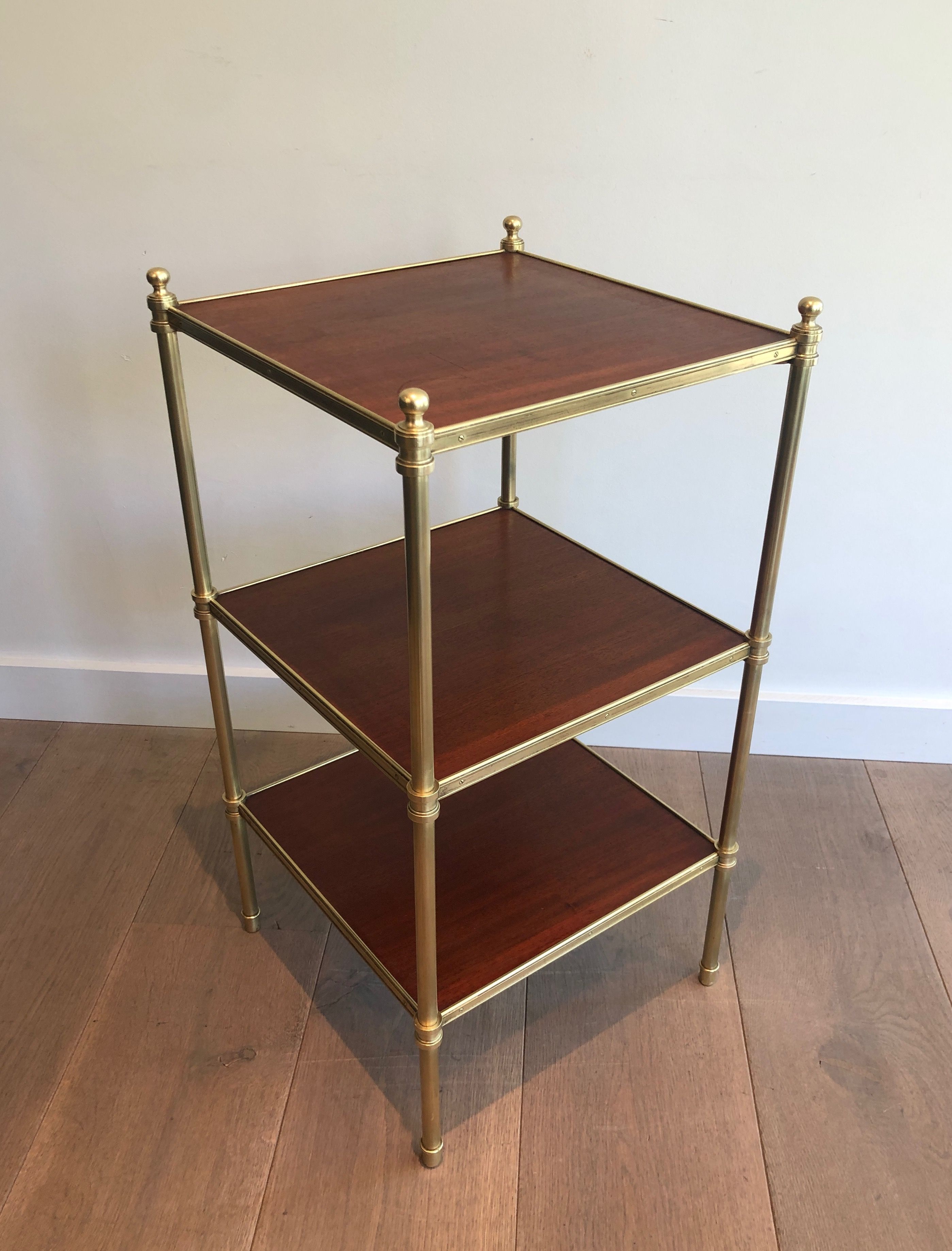 Brass and Mahogany Side Table by Maison Jansen 