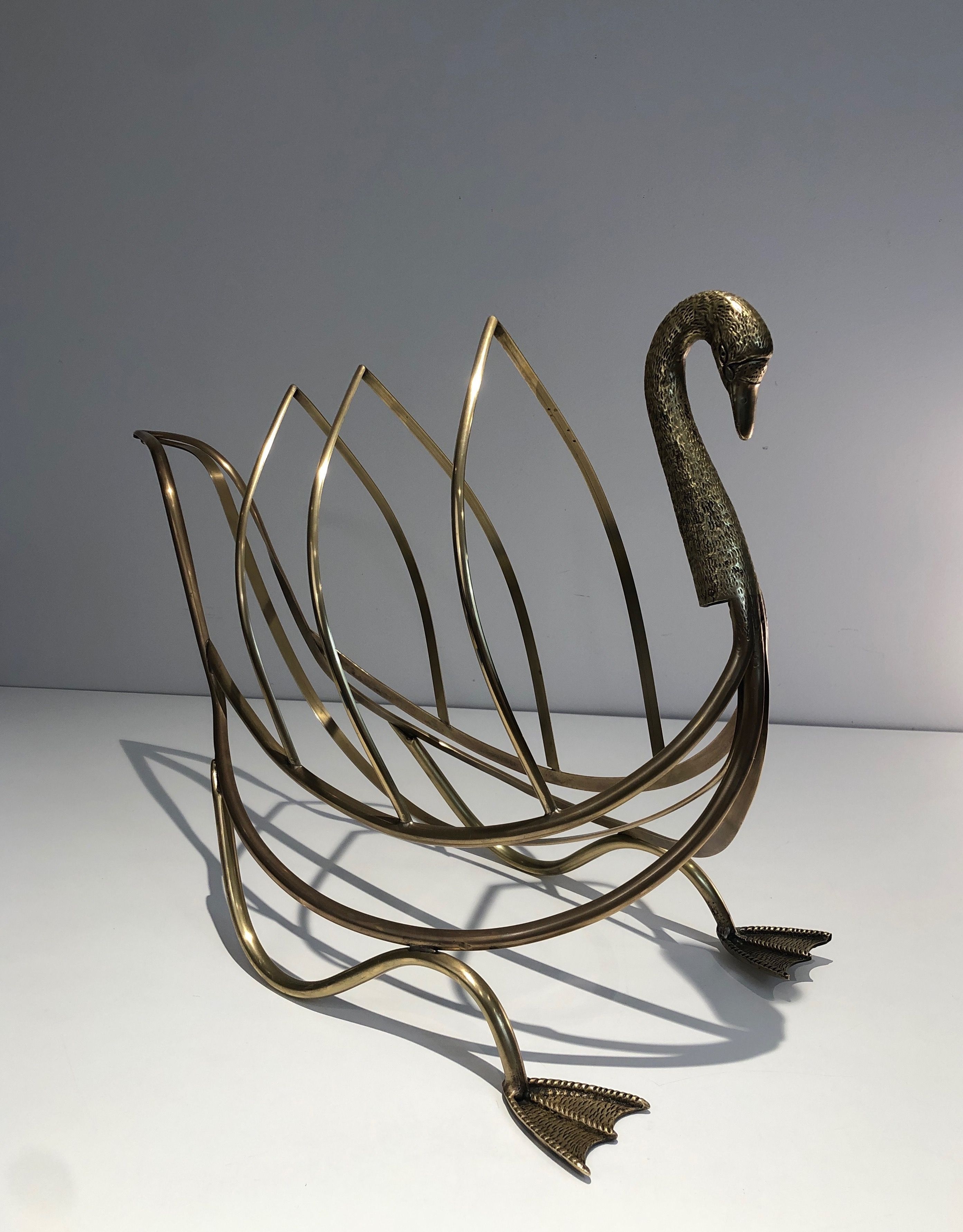 Swan Brass Magazine Rack