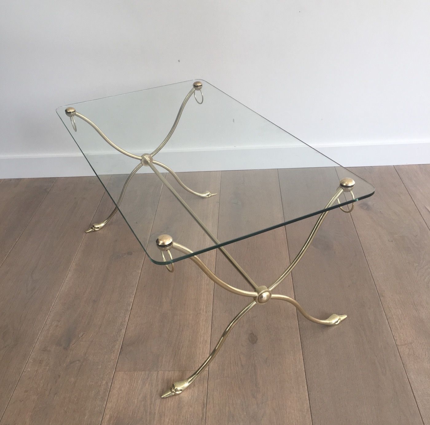 Swan Heads Brass Coffee Table by Maison Jansen