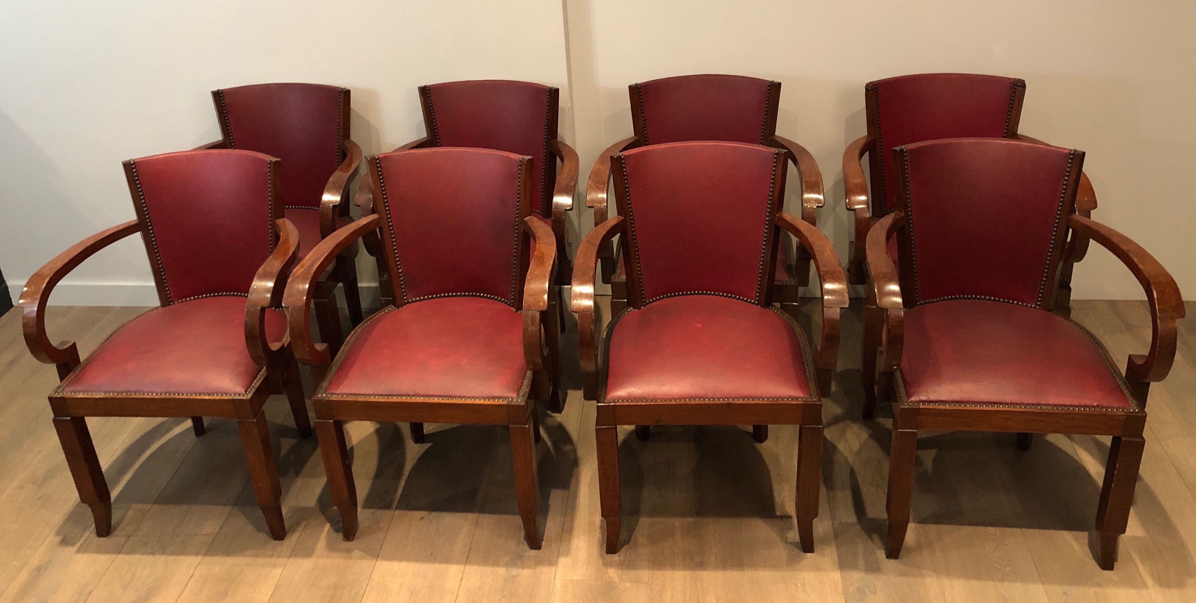 Rare set of 8 Art Deco Armchairs