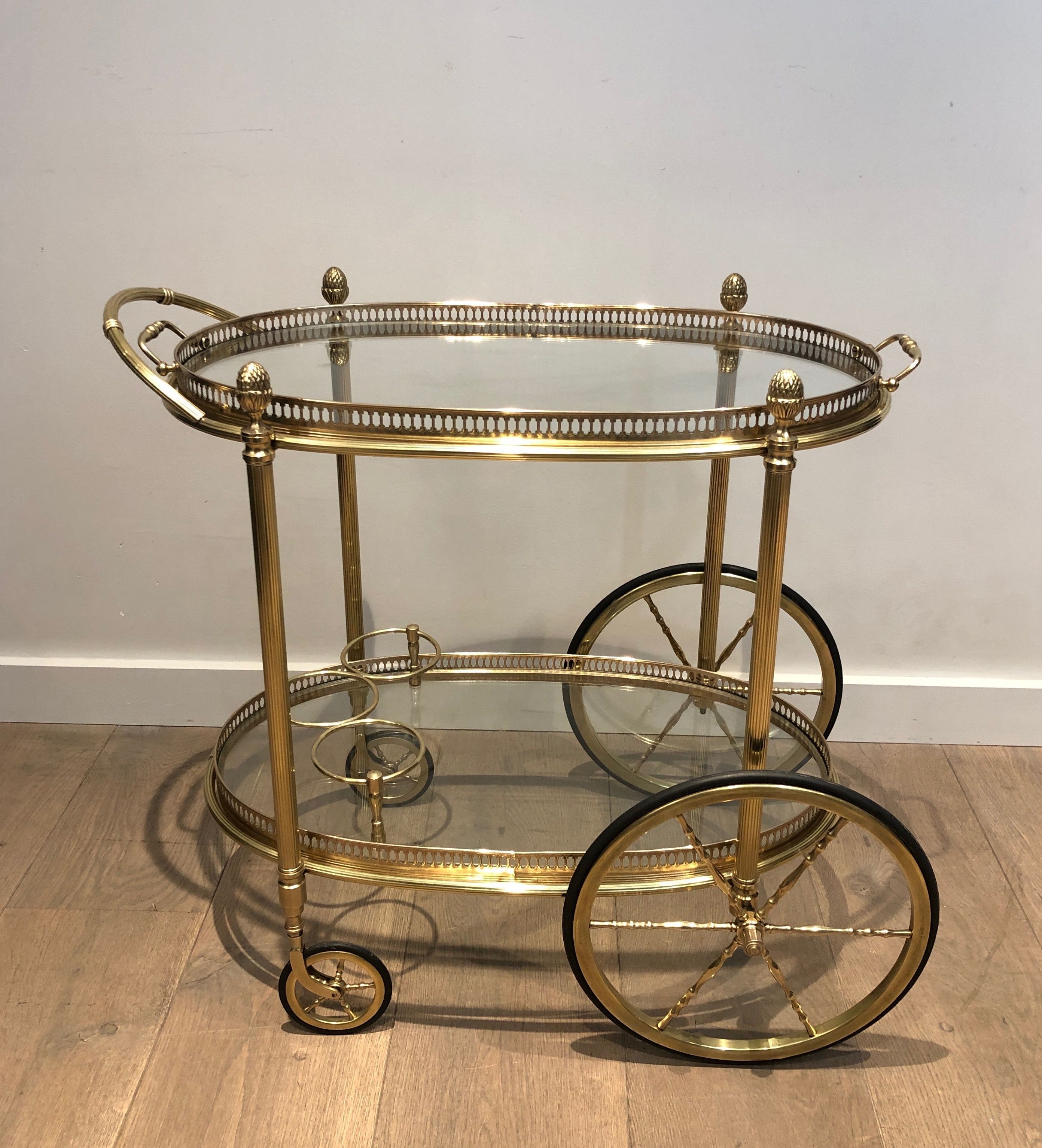 Oval Brass Drinks Trolley by Maison Bagués