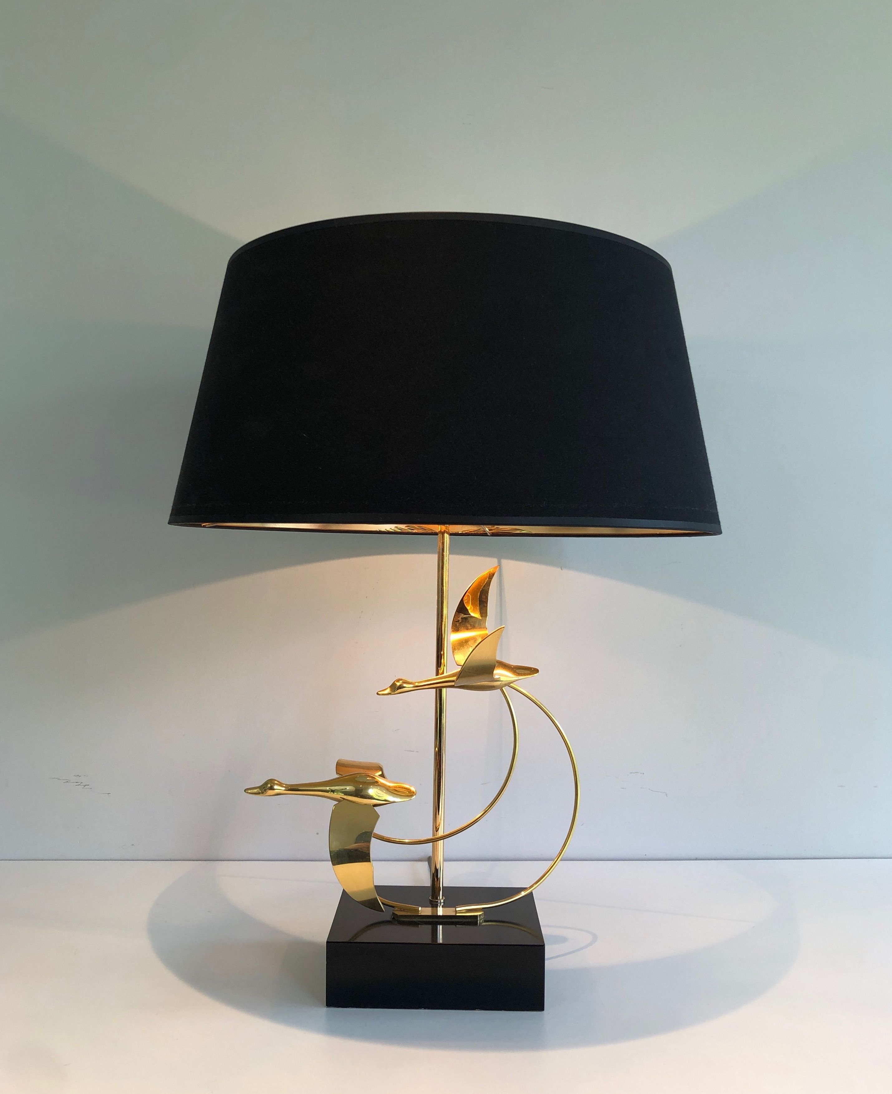 Flock of Wild Geese Brass Table Lamp