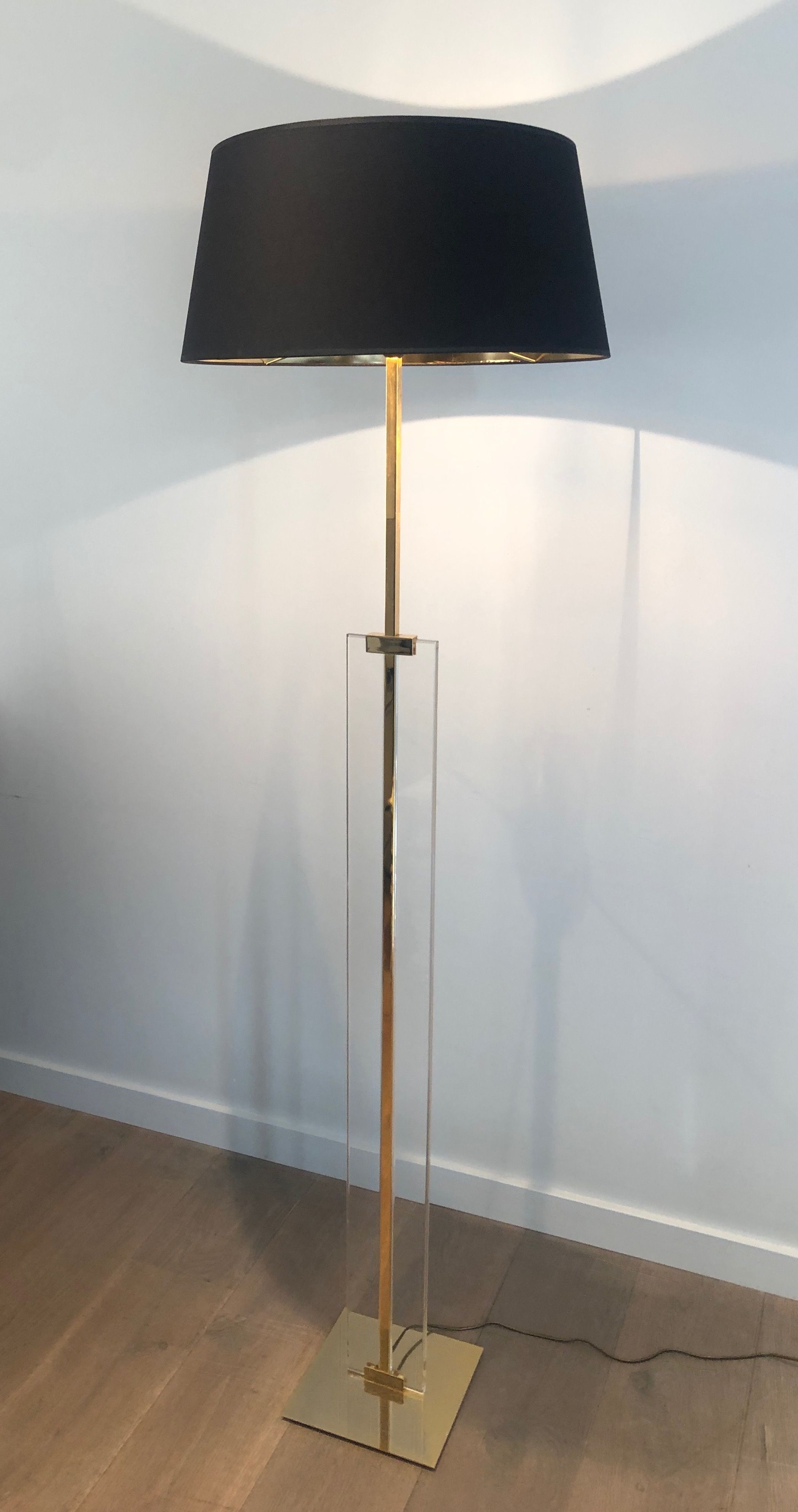 Glass and Brass Floor Lamp