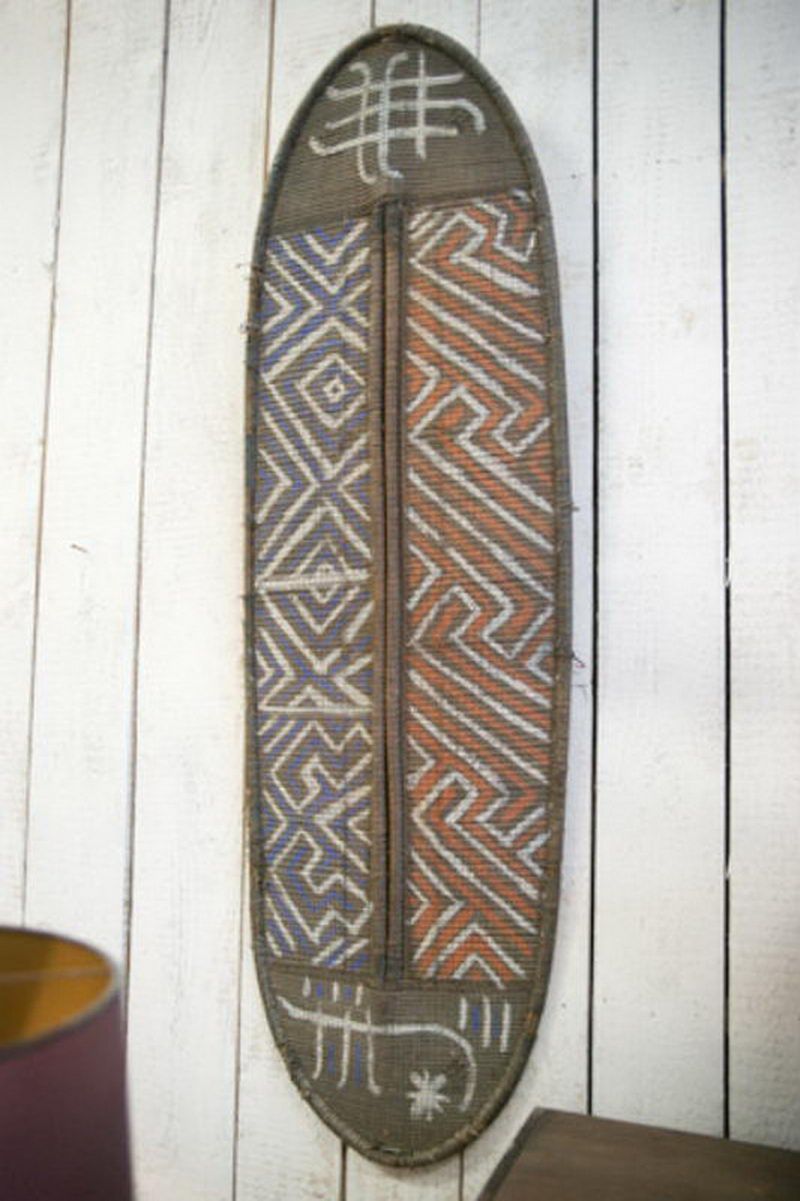 African Shield with a Beautiful Geometrical Drawer. Circa 1950