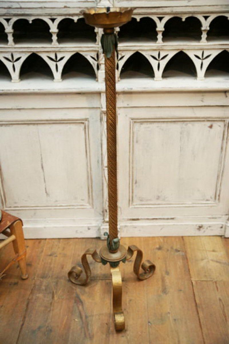 Wrought Iron Decorative Gilt Floor Lamp. French Work. Circa 1940