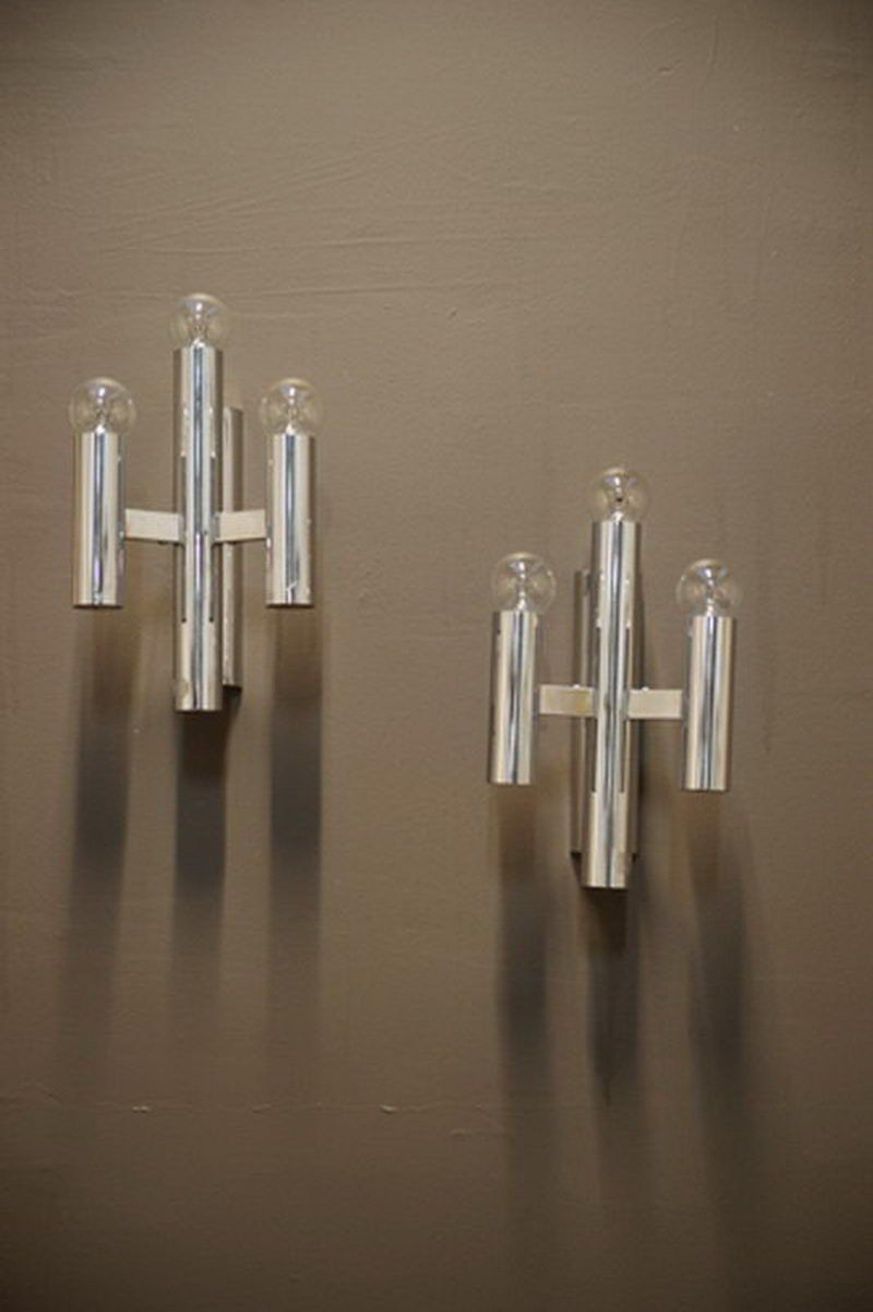 Pair of chromed wall lights