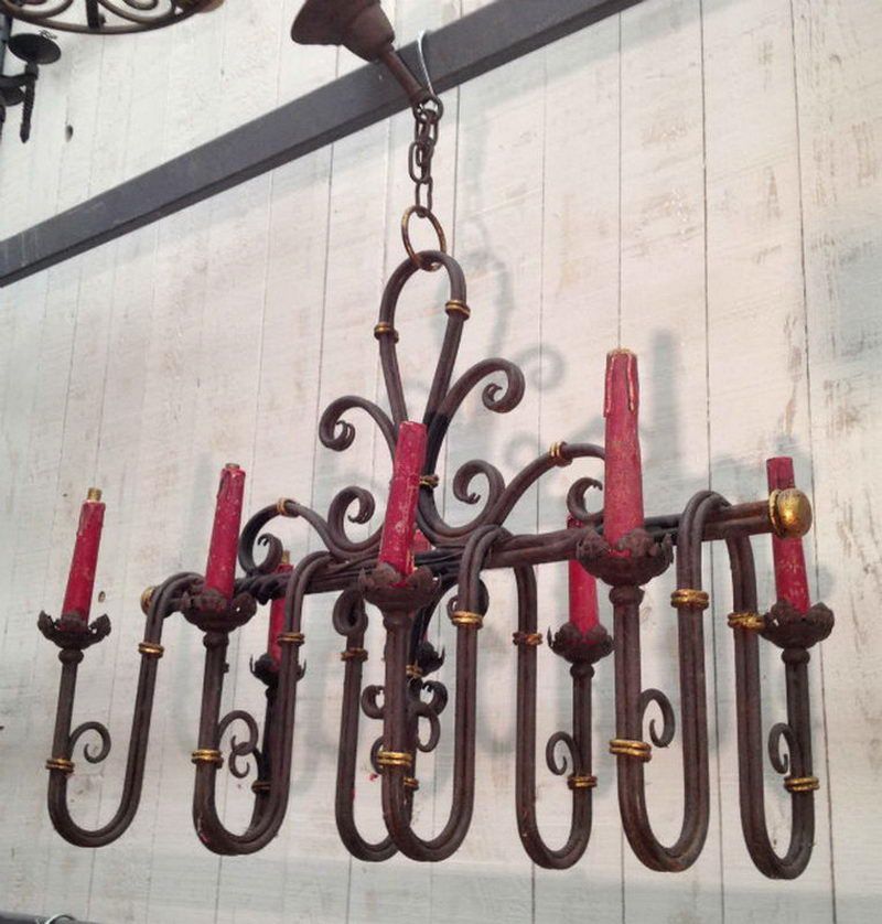 Wrought iron chandelier. Circa 1920