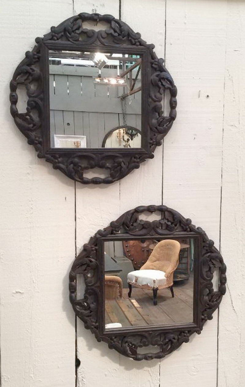 Pair of carved wood mirrors. XIXth century