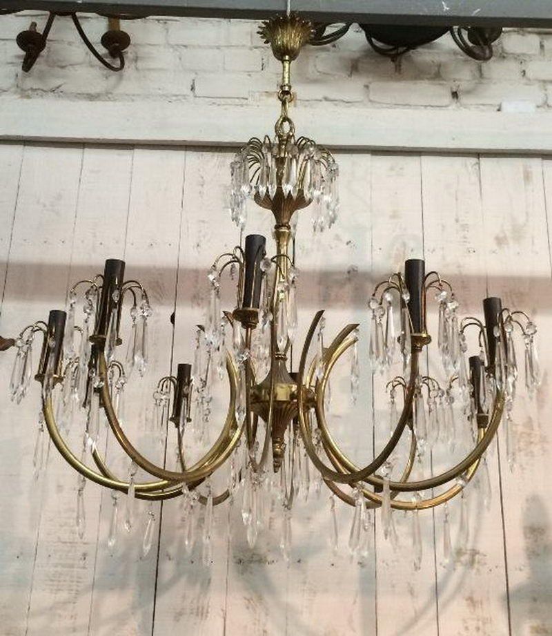 Crystal and Brass Chandelier