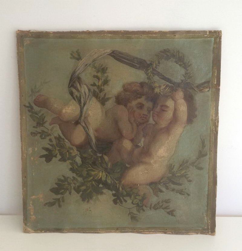 Oil on Canvas Showing Cherubs