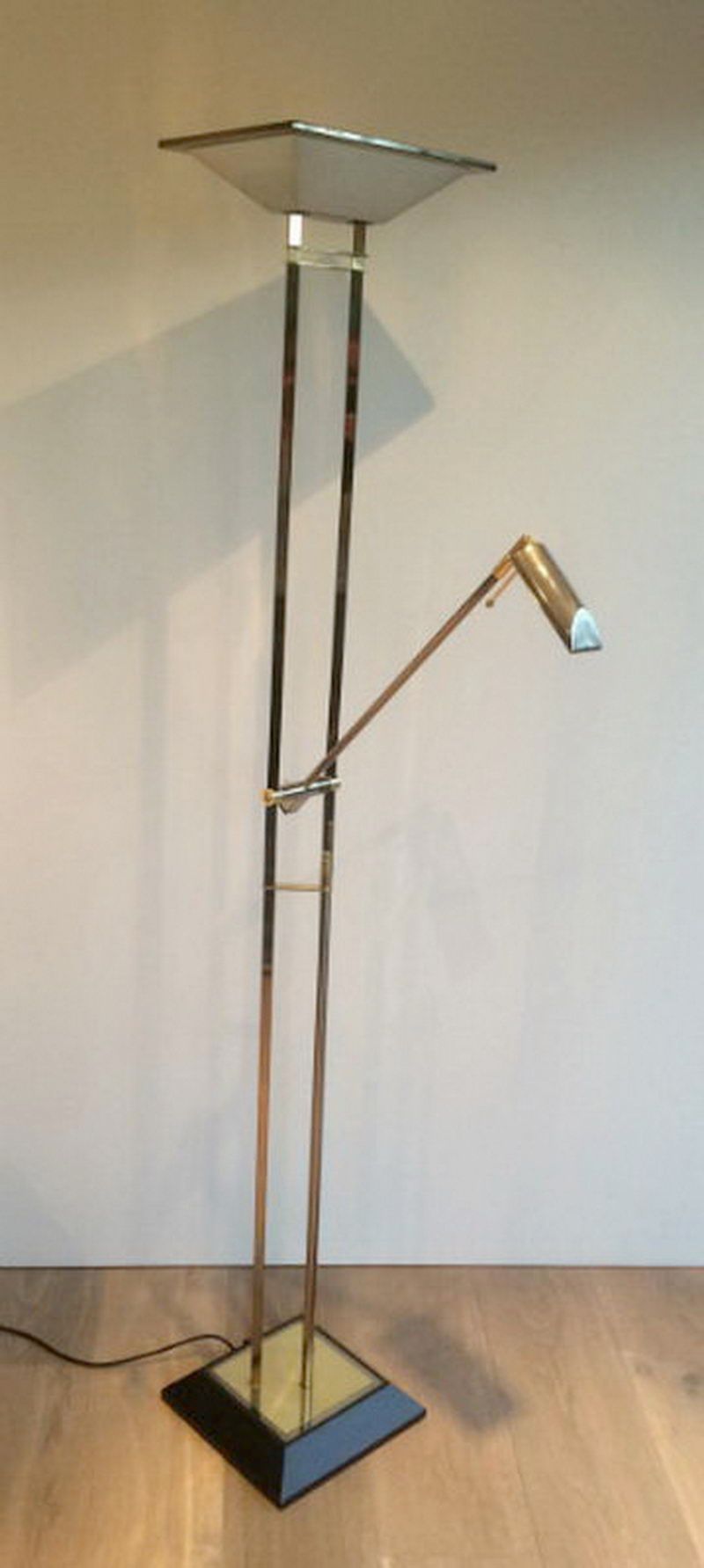 Gun metal and brass floor lamp