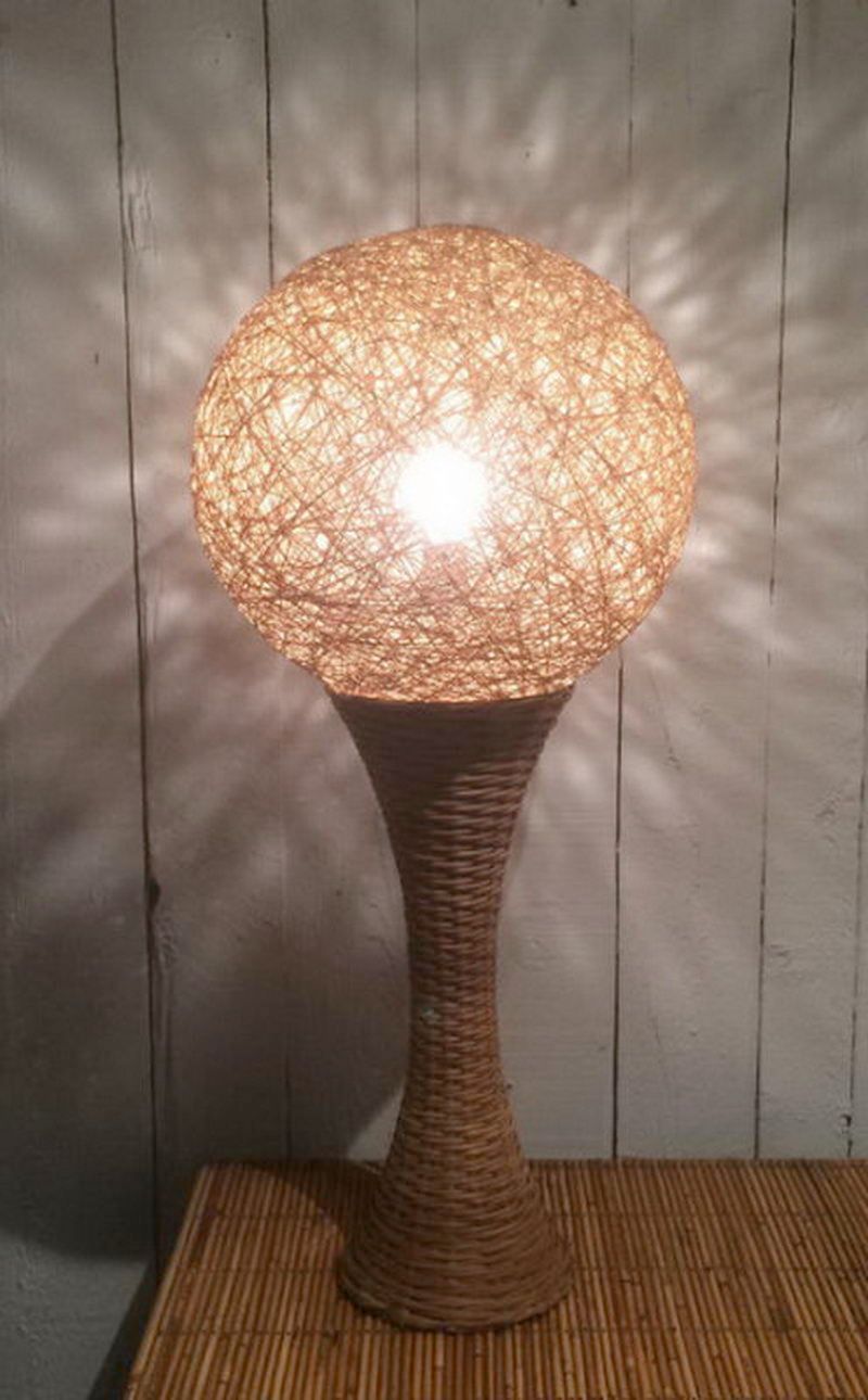 Tall Rattan Lamp