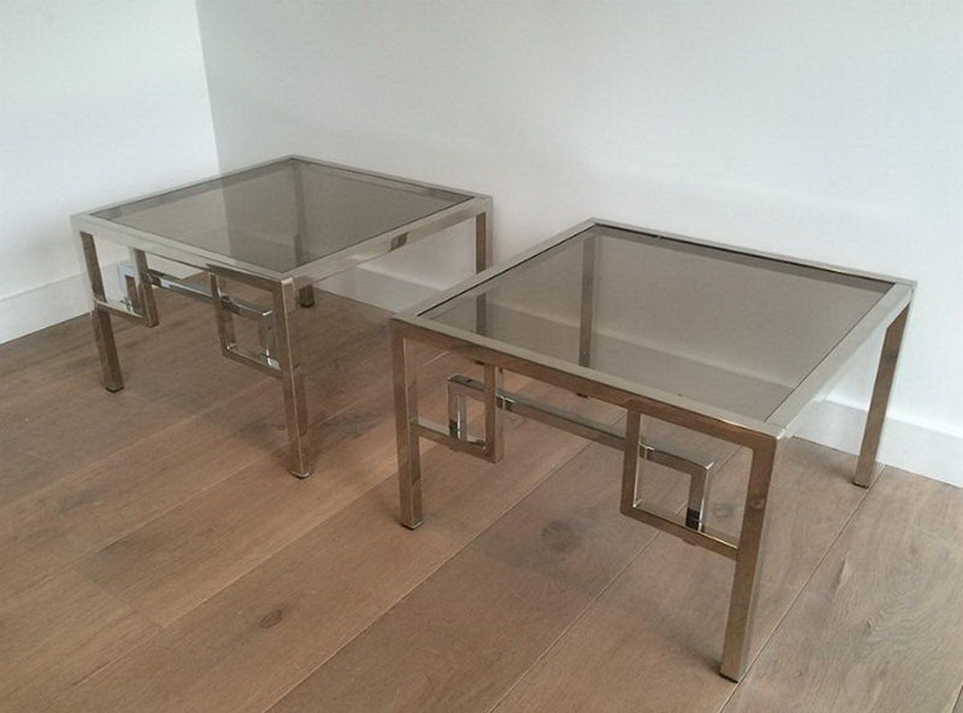 Pair of design chrome side tables