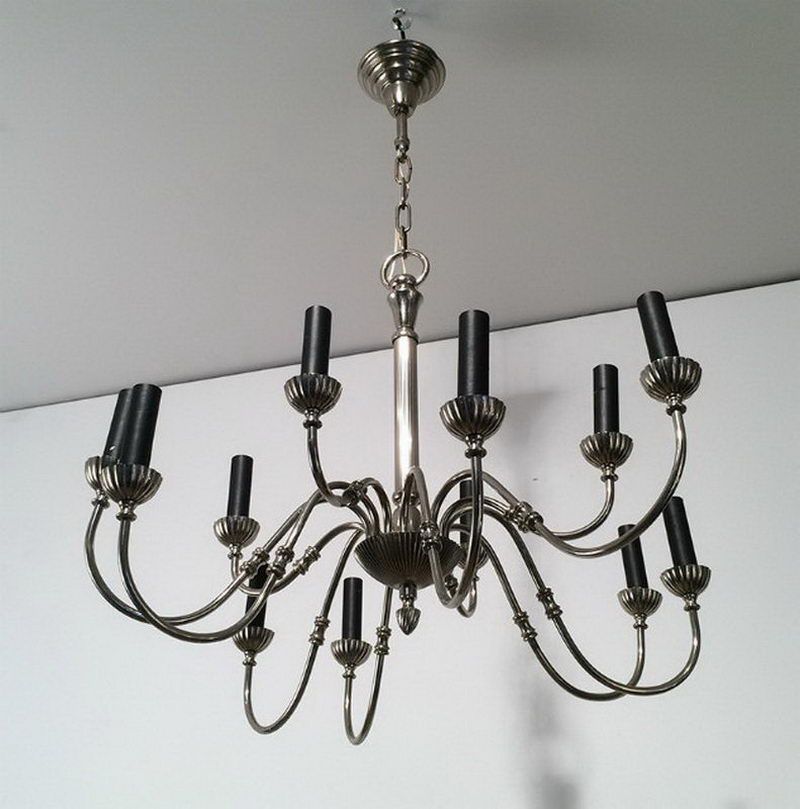 Silver plated 12 lights Neoclassical Chandelier