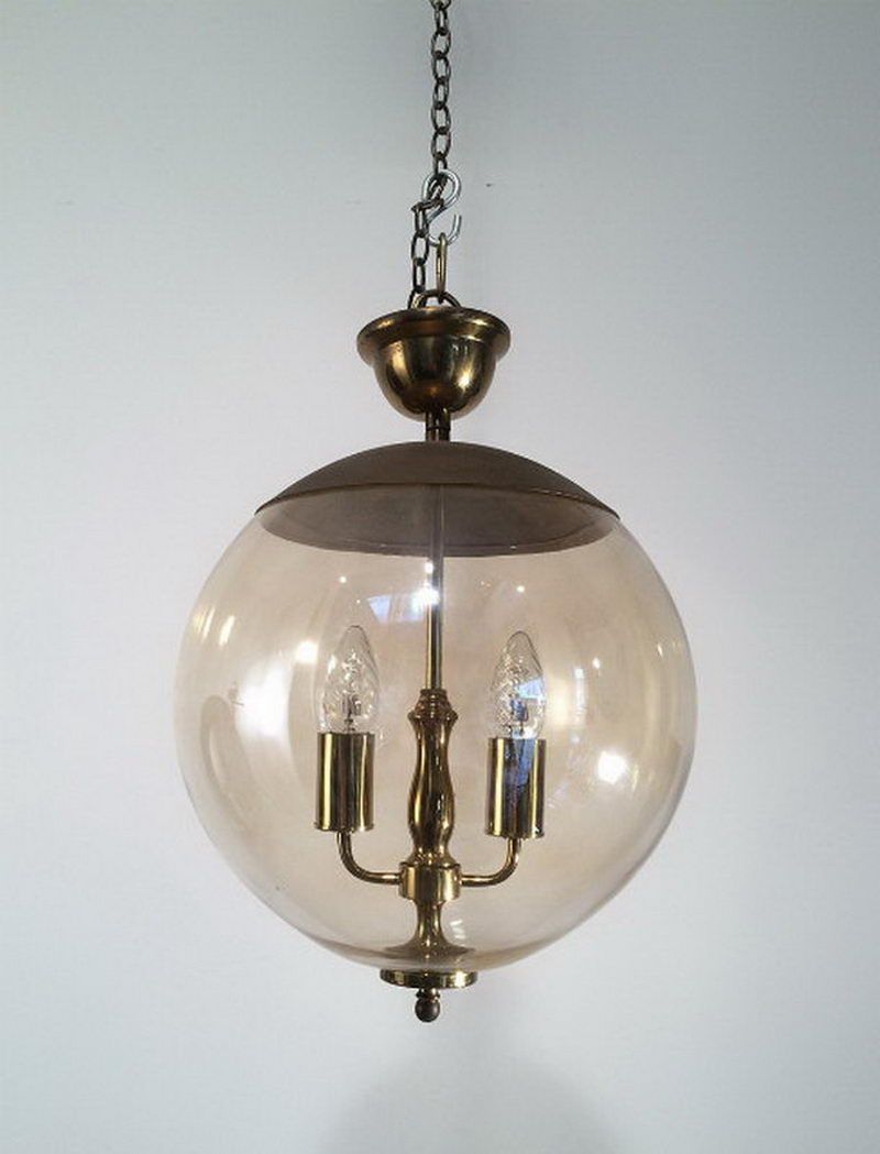Suspension en Verre Fumé et Laiton