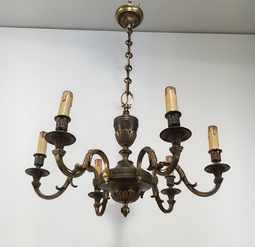 Lustre en Bronze de Style Louis XVI