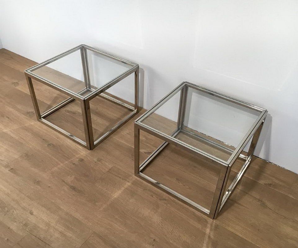 Pair of chrome side tables