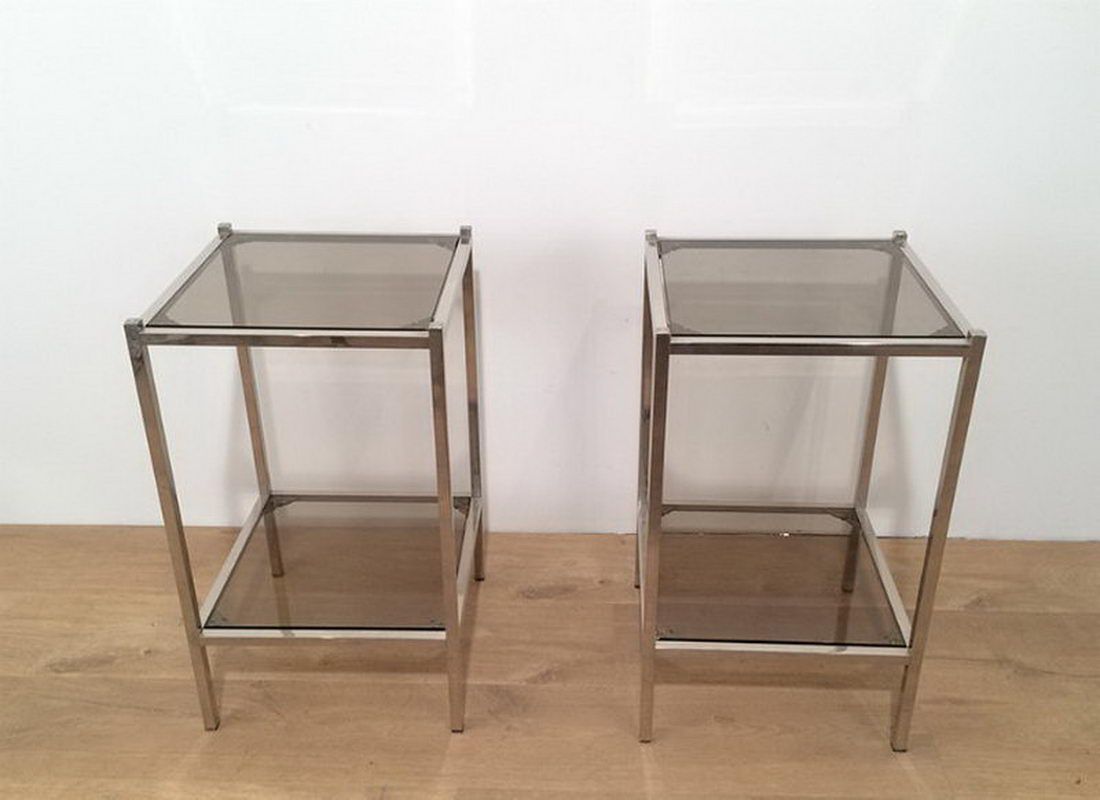 Pair of chrome side tables