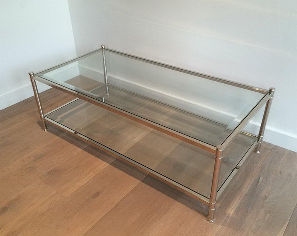 Large chrome coffee table