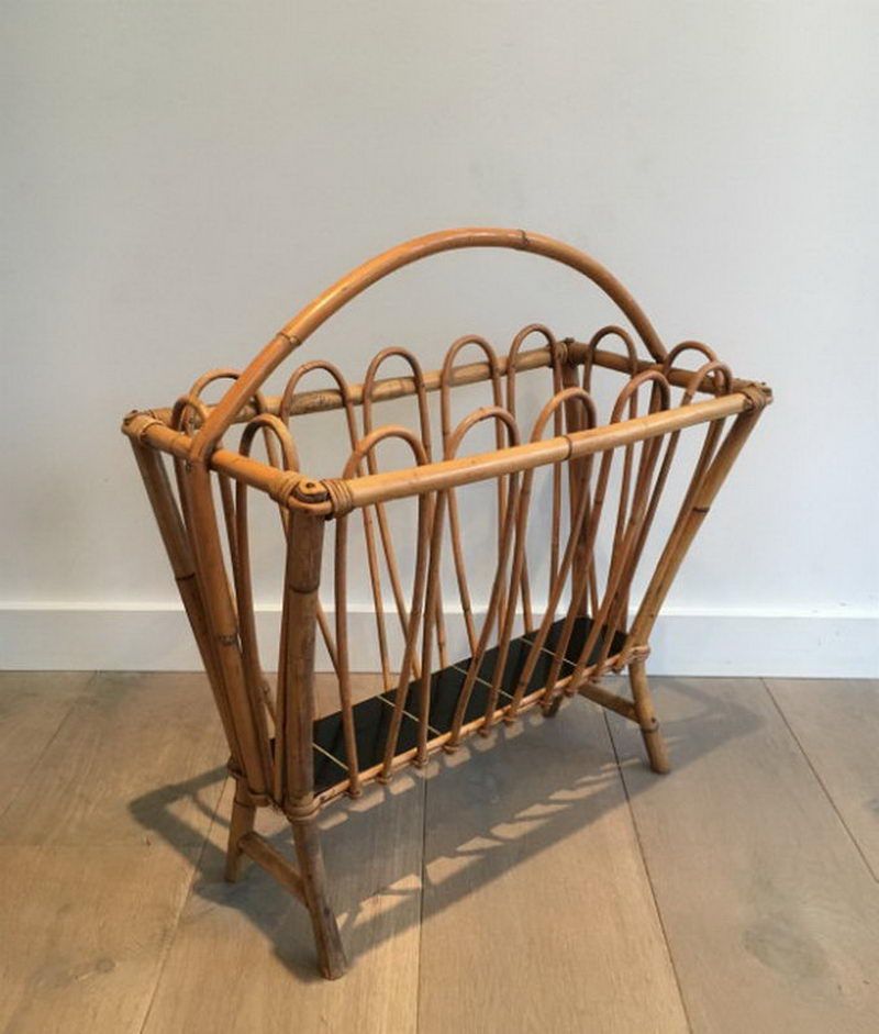 Rattan magazine rack