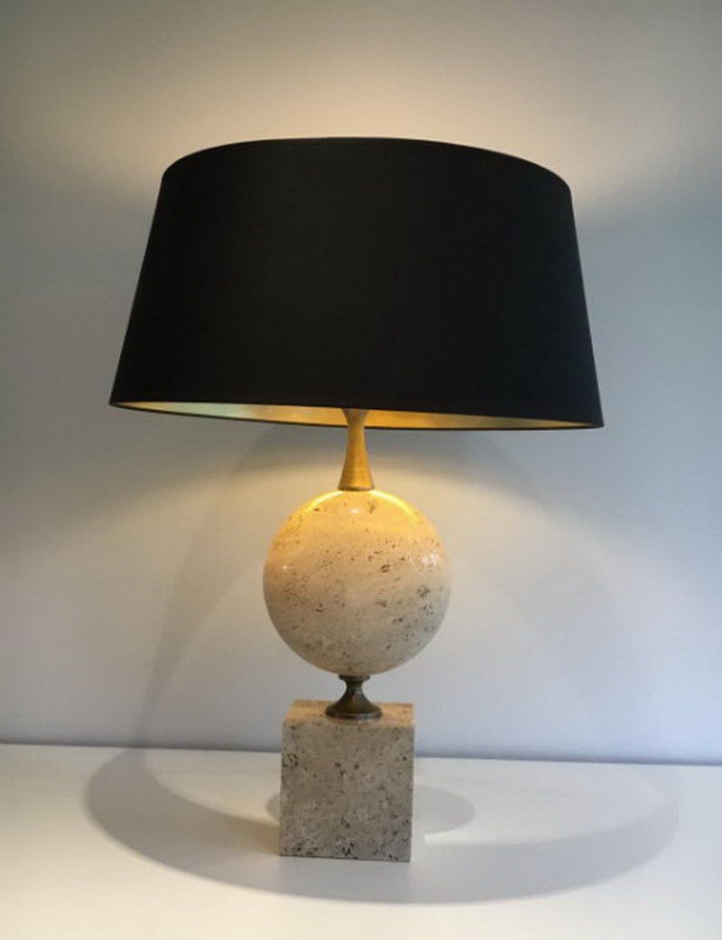 Tall Philippe Barbier Travertine lamp