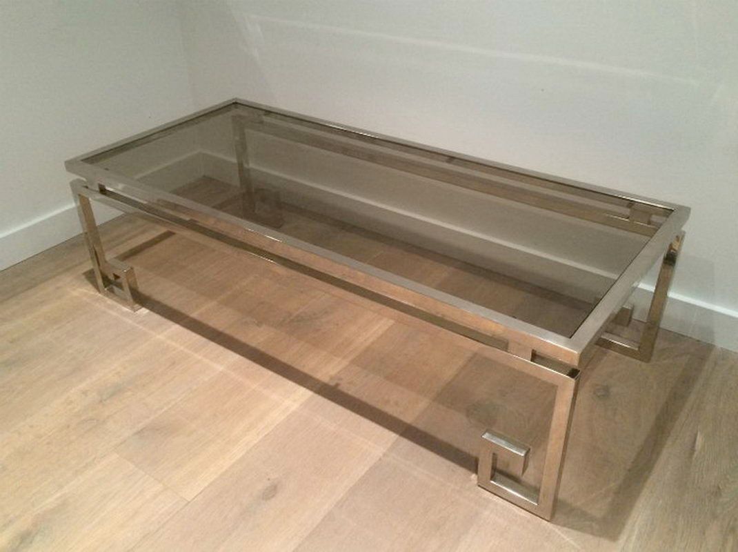 Very nice large chrome coffee table