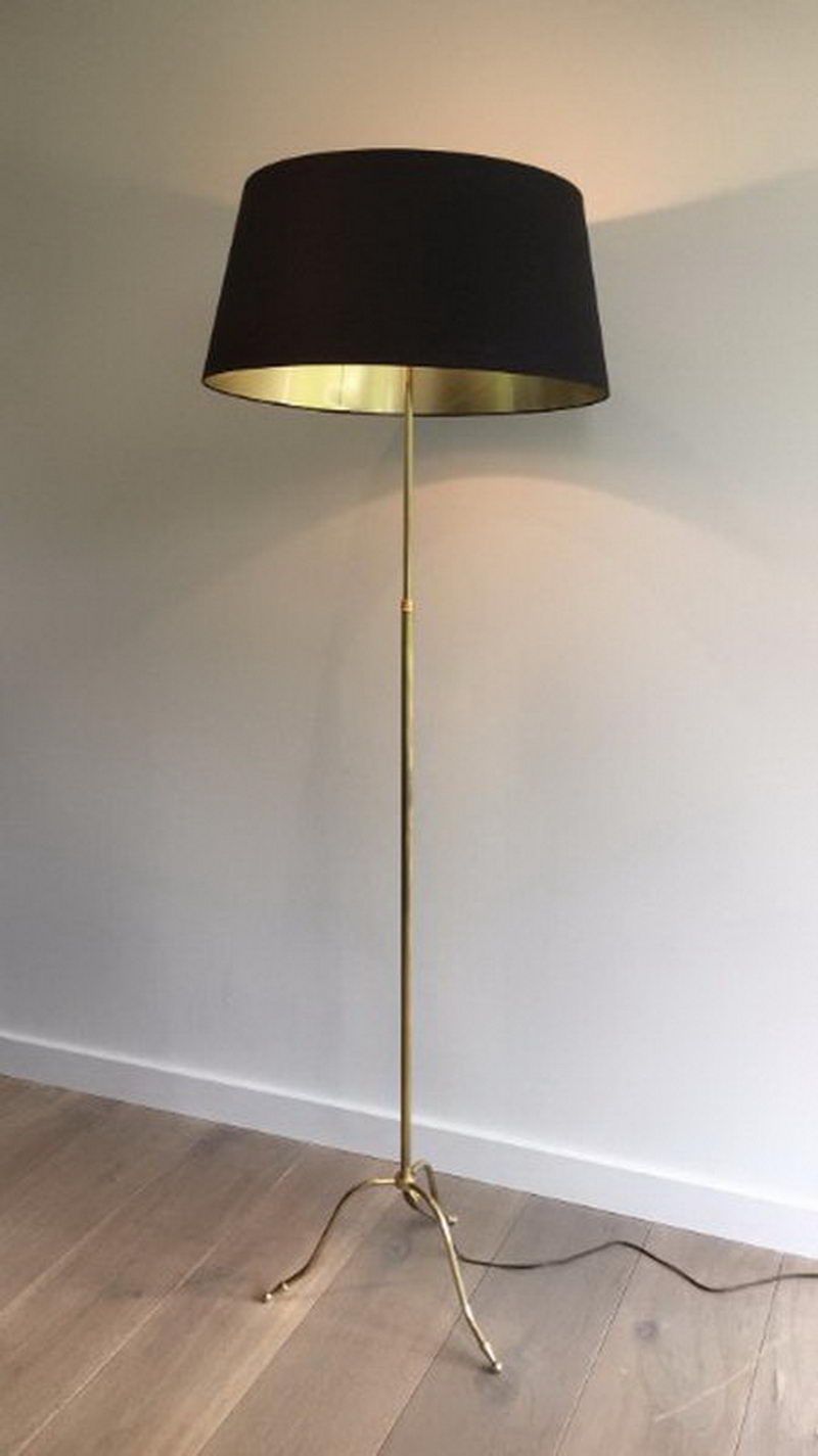 Brass Floor Lamp with Gild and Black Shade