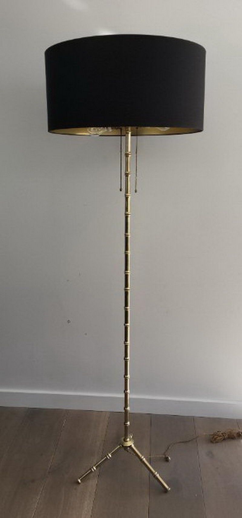 Faux-Bambou Bronze and Brass Floor Lamp by Jacques Adnet