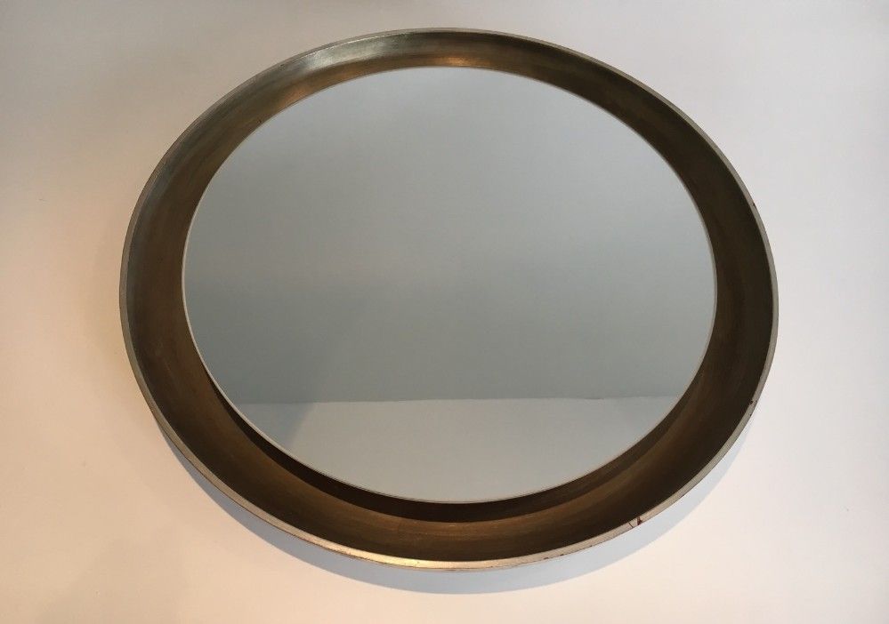 Silver Curved Wood Mirror