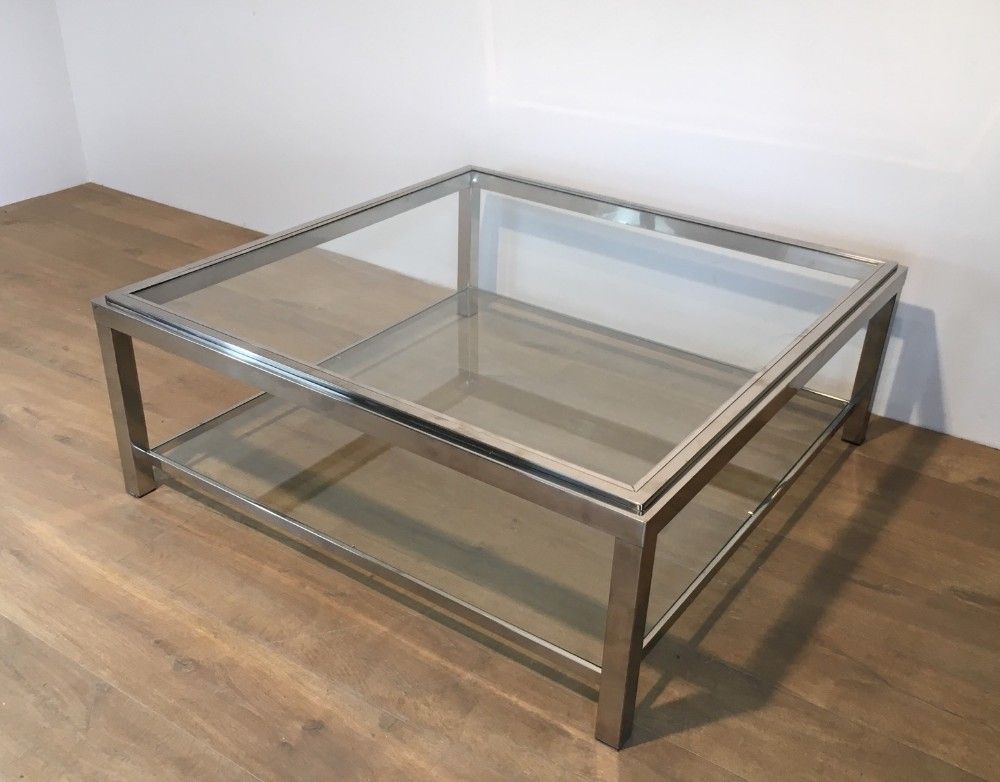 Large square Chromed Coffee table