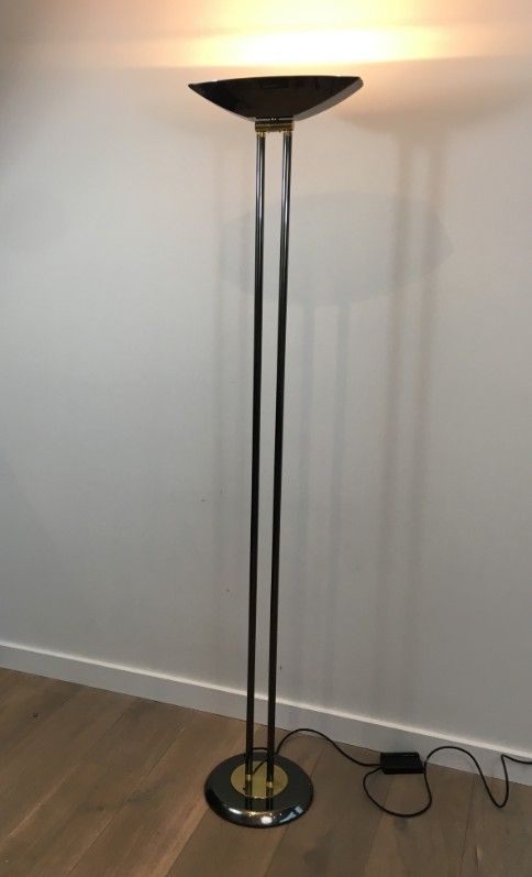 Gun Metal and Brass Floor Lamp