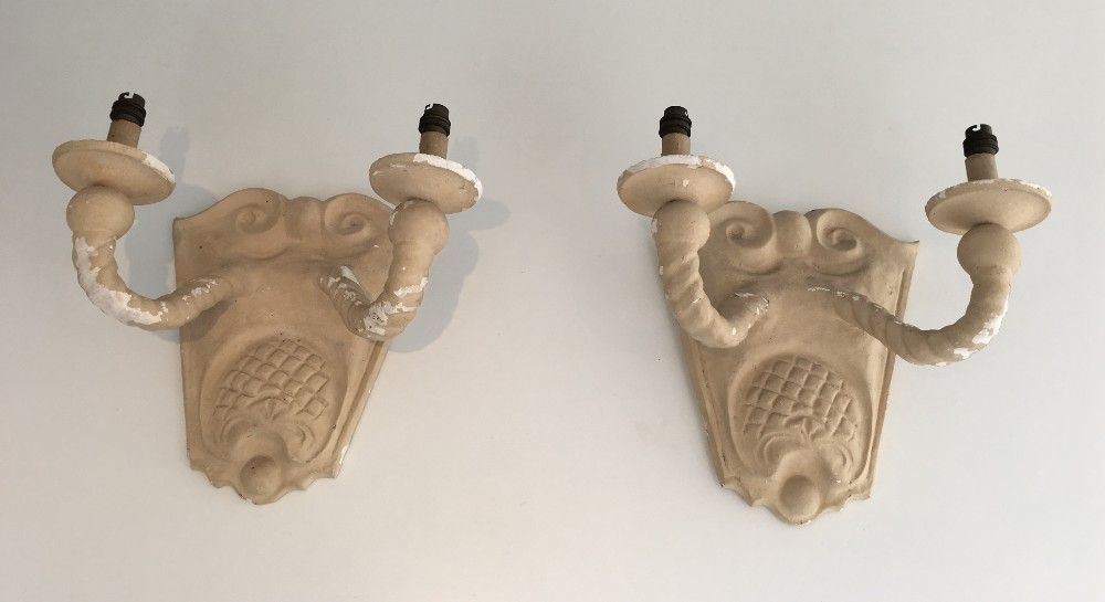 Pair of Plaster Wall Sconces