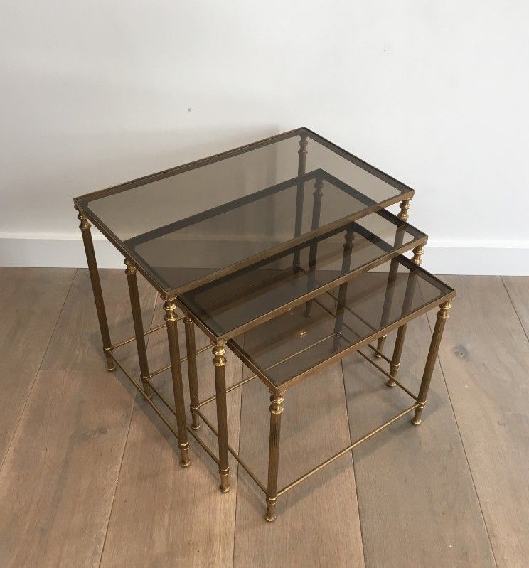 Neoclassical Brass Nesting Tables