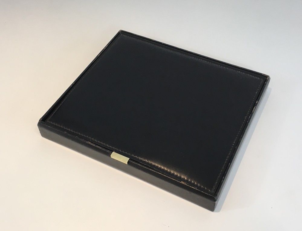 Large Leather and Brass Box for Documents