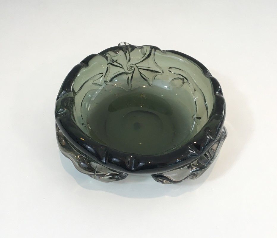 Unusual Large Cristal Ashtray with Squales