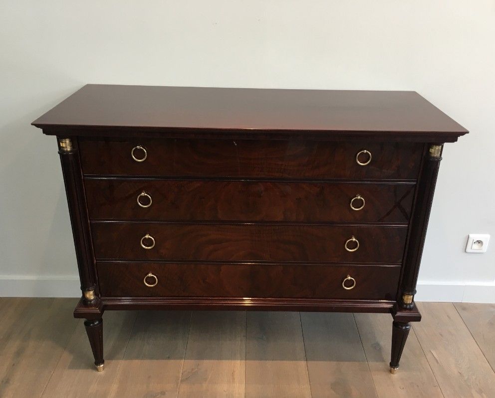 Neoclassical Mahogany and Brass Commode