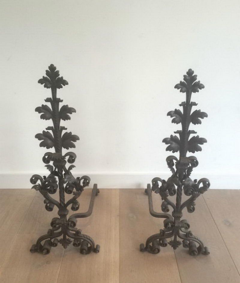 Pair of Wrought Iron Andirons