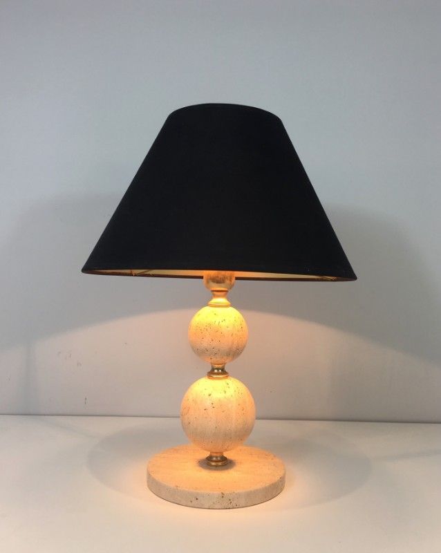 Travertine and Brass table Lamp