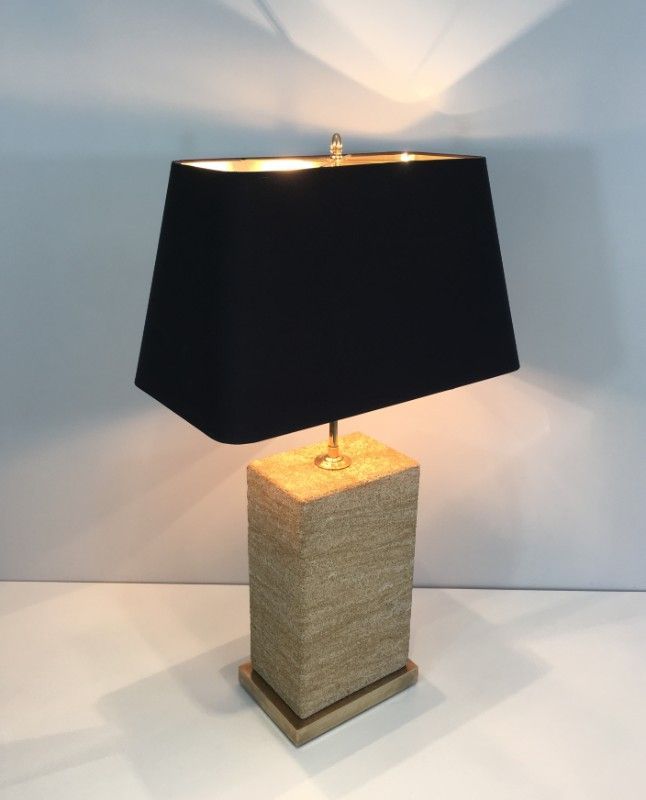 Important Reconstituted Stone and Brass Adjustable Table Lamp