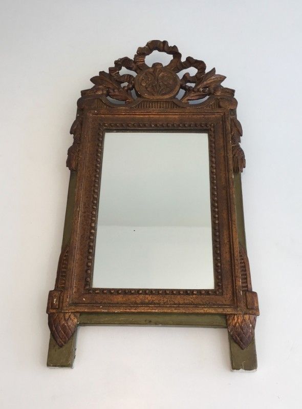 Louis the 16th Style Gilt and Painted Wood Mirror