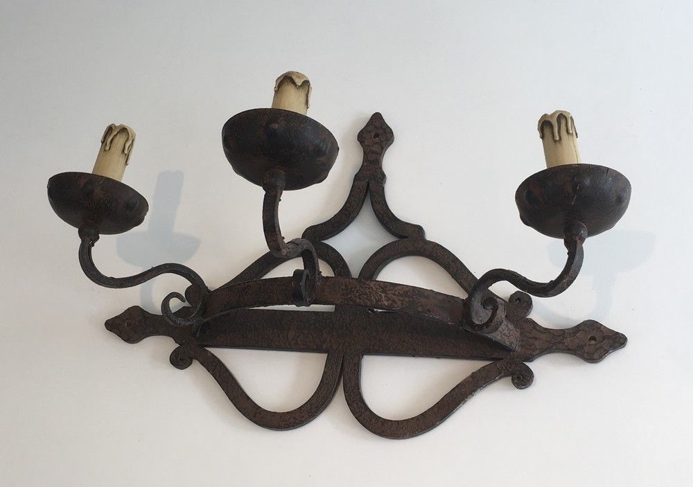 Large Wrought Iron Wall Sconce