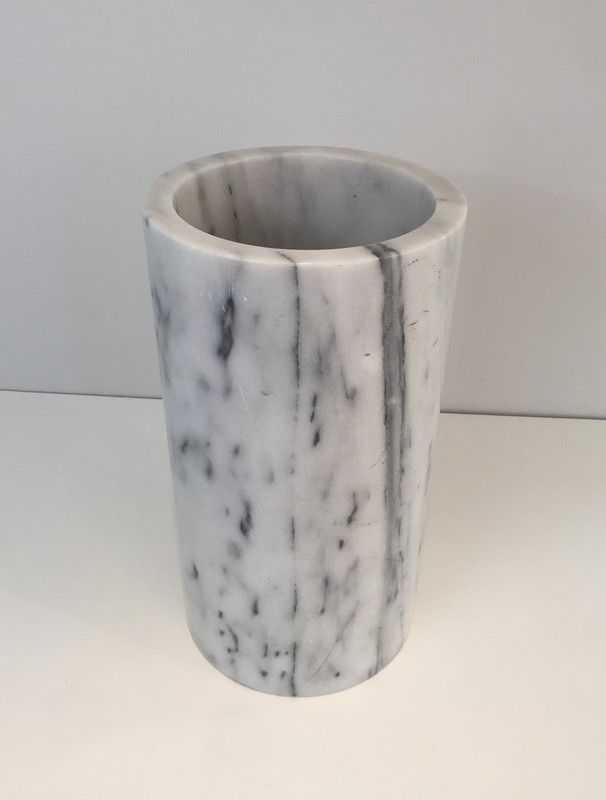 Carrara Marble Umbrella Stand In the Style of Angelo Mangiarotti