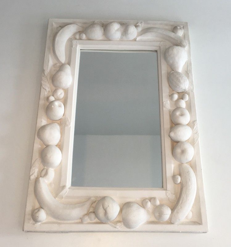 Unique Decorative Plaster Mirror with Fruits Decors