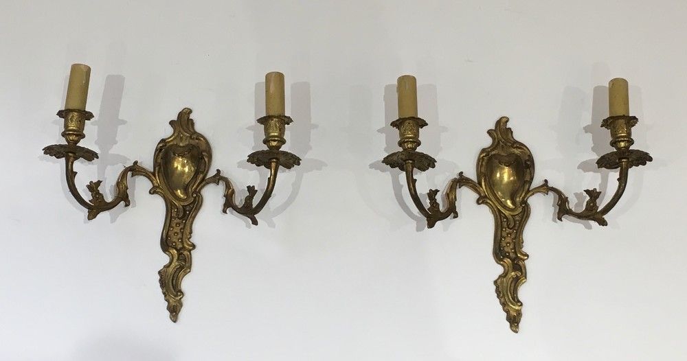 Pair of Louis the 15th Style Bronze Wall Sconces