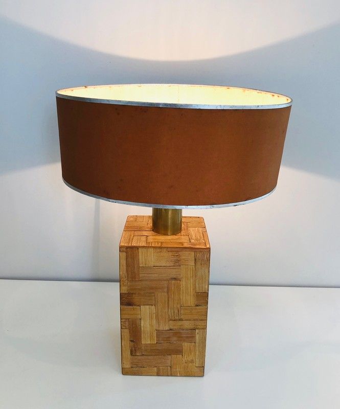 Straw Marquetry Table Lamp