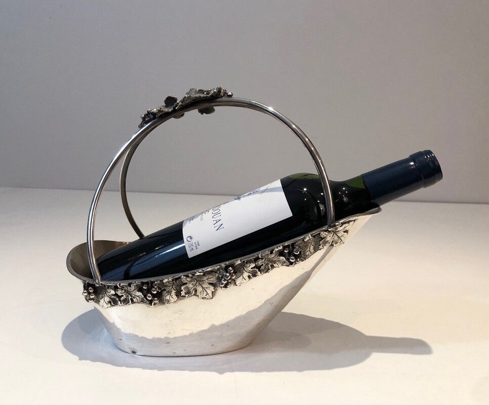 Silver Plated Wine Holder with Grappes Decor