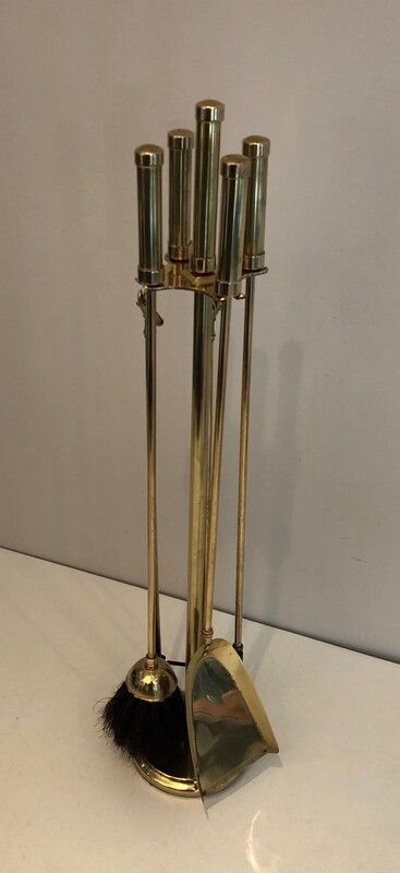 Brass Fireplace Tools on Stand