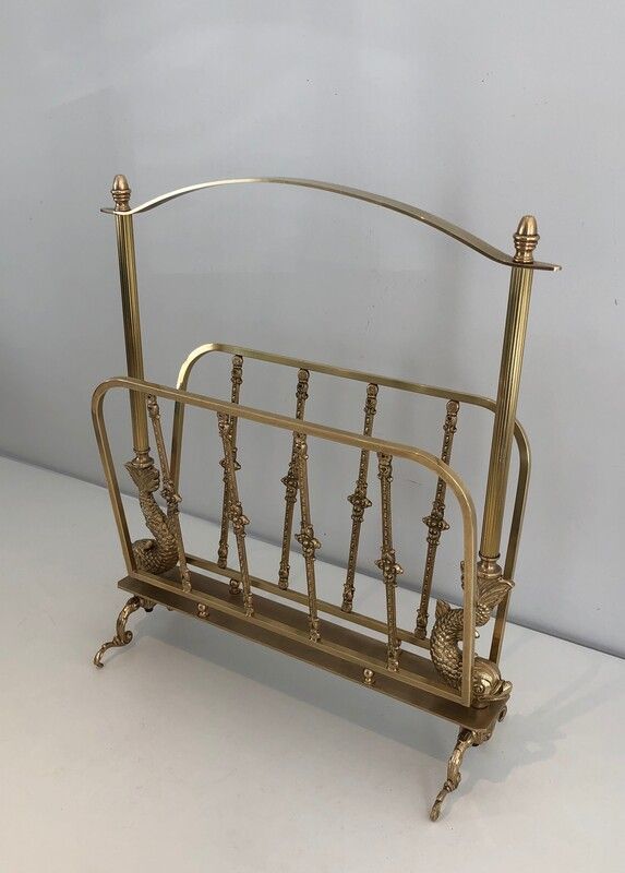 Brass magazine rack by Maison Jansen