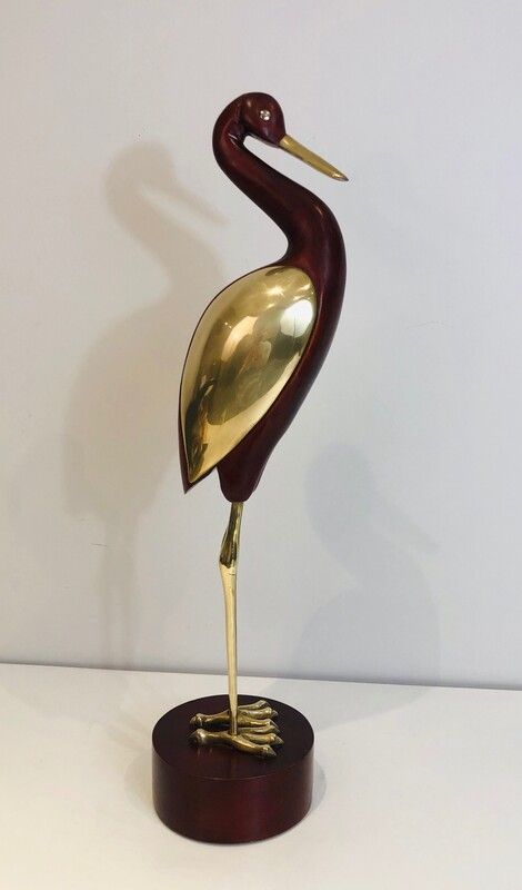 Decorative Exotic Wood and Brass Bird